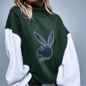 Playboy Green and White Sweatshirt